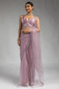Precious Lilac Color Lace Work Net Function Wear Pre-Stitched Saree