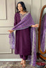 Ravishing Purple Embroidered Silk Event Wear Pant Suit With Dupatta