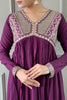 Lovely Purple Thread Work Silk Function Wear Pant Suit With Dupatta