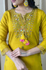 Winning Yellow Embroidered Chanderi Haldi Wear Pant Suit With Dupatta