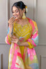 Tempting Yellow Embroidered Viscose Event Wear Pant Suit With Dupatta