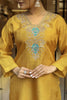 Surprising Mustard Thread Embroidery Work Cotton Event Wear Pant Suit