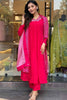 Beautiful Pink Thread Work Silk Traditional Pant Suit With Dupatta