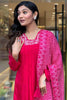 Beautiful Pink Thread Work Silk Traditional Pant Suit With Dupatta