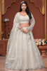 Pretty Off-White Embroidered Net Bridesmaid Lehenga Choli With Dupatta