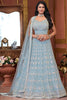 Tantalizing Sky-Blue Sequins Net Bridesmaid Lehenga Choli With Dupatta