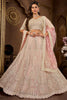 Precious Peach Sequins Work Net Engagement Wear Lehenga Choli