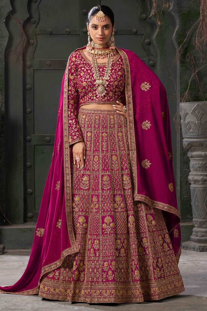 Adorable Pink Jarkan Work Georgette Bridal Lehenga Choli With Dupatta