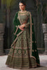 Adored Green Jarkan Work Georgette Bridal Lehenga Choli With Dupatta