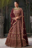 Spectacular Maroon Jarkan Work Georgette Bridal Lehenga Choli