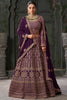 Dazzling Purple Jarkan Work Georgette Bridal Lehenga Choli