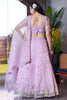 Fabulous Lavender Jarkan Work Organza Designer Lehenga Choli