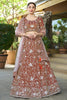 Amazing Brown Sequins Tissue Silk Wedding Wear Lehenga Choli