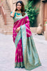 Glamorous Magenta Zari Weaving Silk Function Wear Saree With Blouse