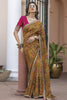 Ravishing Mustard Yellow Floral Printed Silk Event Wear Saree