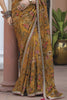 Ravishing Mustard Yellow Floral Printed Silk Event Wear Saree