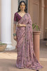 Stylish Dusty Pink Floral Printed Silk Festival Wear Saree With Blouse