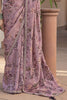 Stylish Dusty Pink Floral Printed Silk Festival Wear Saree With Blouse