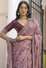 Stylish Dusty Pink Floral Printed Silk Festival Wear Saree With Blouse