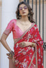 Impressive Red Floral Printed Silk Traditional Saree With Blouse