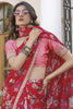 Impressive Red Floral Printed Silk Traditional Saree With Blouse