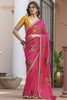 Adorable Rani Pink Floral Printed Silk Event Wear Saree With Blouse