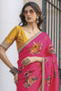 Adorable Rani Pink Floral Printed Silk Event Wear Saree With Blouse