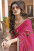Adorable Rani Pink Floral Printed Silk Event Wear Saree With Blouse