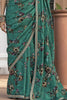 Mesmerizing Green Floral Printed Silk Classic Saree With Blouse