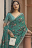 Mesmerizing Green Floral Printed Silk Classic Saree With Blouse
