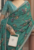 Mesmerizing Green Floral Printed Silk Classic Saree With Blouse