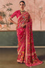 Fantastic Rani Pink Zari Weaving Silk Bridal Wear Saree With Blouse