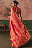 Mesmerizing Coral Red Weaving Work Silk Traditional Saree With Blouse