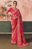 Stunning Red Weaving Work Silk Wedding Wear Saree With Blouse