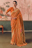 Charming Orange Zari Weaving Silk Function Wear Saree With Blouse