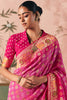 Graceful Pink Zari Weaving Silk Wedding Wear Saree With Blouse