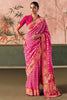 Graceful Pink Zari Weaving Silk Wedding Wear Saree With Blouse