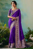 Amazing Purple Hand Work Tissue Function Wear Saree With Blouse