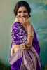 Amazing Purple Hand Work Tissue Function Wear Saree With Blouse