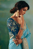 Charming Sky-Blue Hand Work Tissue Festival Wear Saree With Blouse