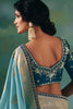 Charming Sky-Blue Hand Work Tissue Festival Wear Saree With Blouse