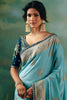 Charming Sky-Blue Hand Work Tissue Festival Wear Saree With Blouse