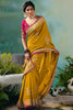 Marvelous Mustard Yellow Pearl Work Tissue Traditional Saree With Blouse
