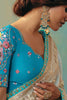 Stunning Off-White Hand Embroidered Tissue Festival Wear Saree With Blouse
