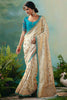 Stunning Off-White Hand Embroidered Tissue Festival Wear Saree With Blouse