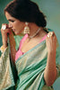 Stylish Sage Green Hand Work Tissue Engagement Wear Lehenga Choli