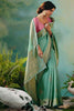 Stylish Sage Green Hand Work Tissue Engagement Wear Lehenga Choli