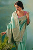 Stylish Sage Green Hand Work Tissue Engagement Wear Lehenga Choli