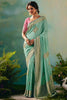 Stylish Sage Green Hand Work Tissue Engagement Wear Lehenga Choli