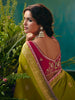 Fabulous Olive Green Hand Embroidered Tissue Festival Wear Saree With Blouse